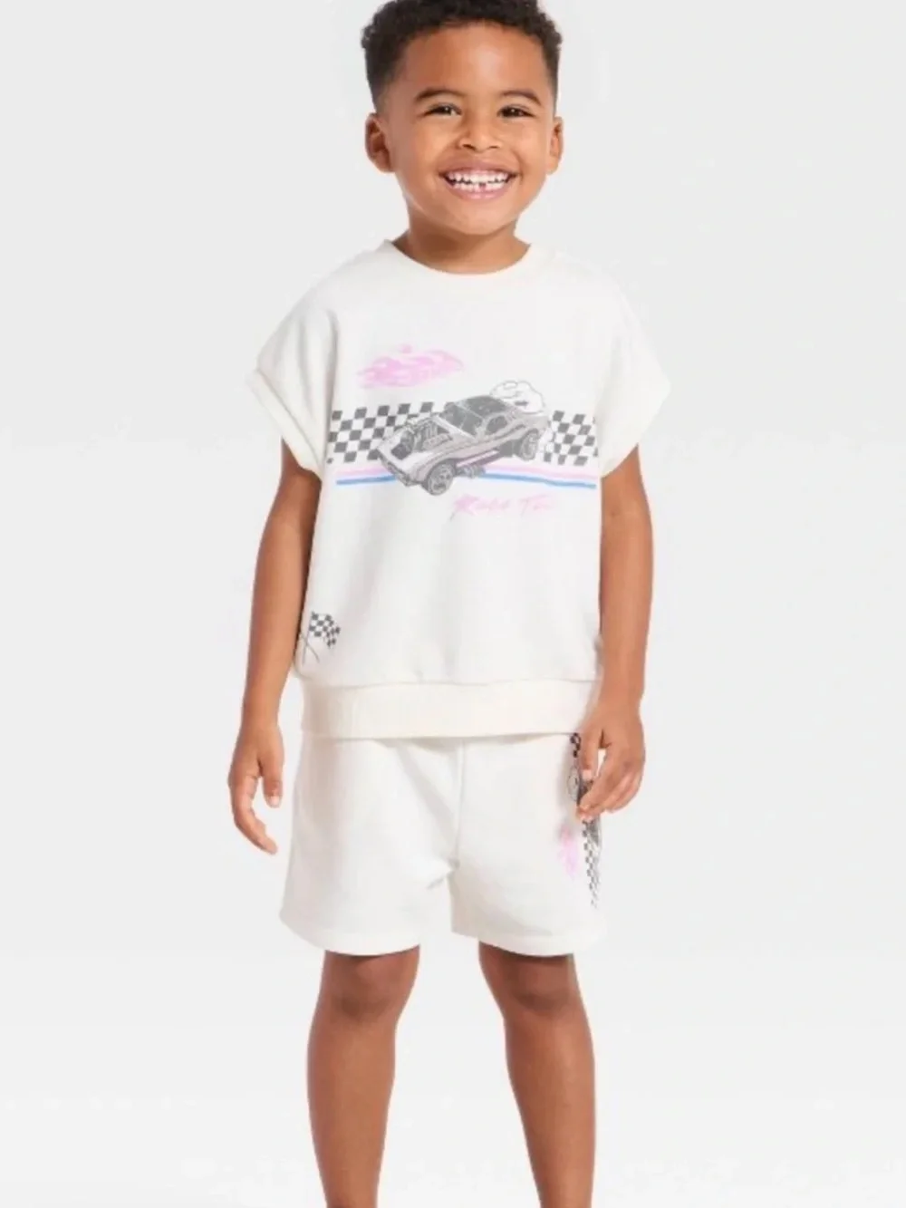 Grayson Mini Toddler Boys’ 2pc Hot Wheels Top & Bottom Set - Off White - 18M